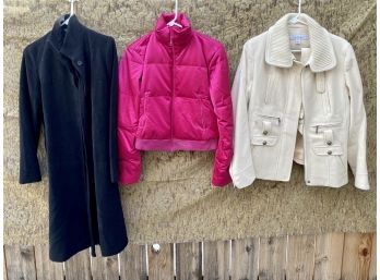 Grouping Of Womens Coats Including Hot Pink Calvin Klein Bomber