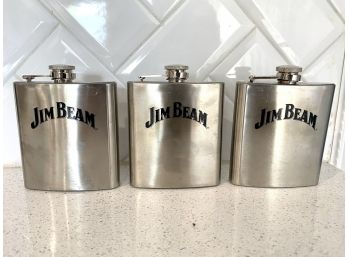 3 Jim Beam 6oz Stainless Steel Flasks