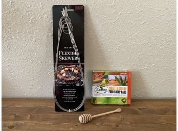 Accessorize Your Kitchen! Skewers Bio Compostable Bags And Honey Dipper