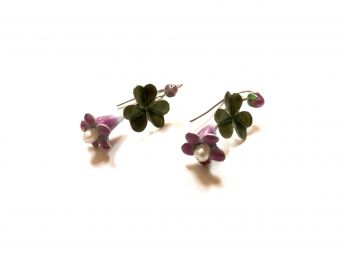 Darling Purple Enamel Flower Earrings