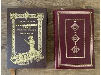 Two  Hardback Classics Including Huckleberry Finn & The Franklin Library The Invisible Man
