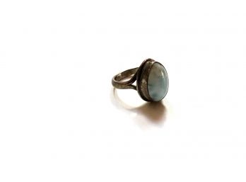 Sterling And Blue Larimer Stone Tear Drop Ring