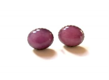 Purple Stone And Sterling Stud Earrings