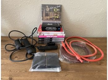 Home Gym Lot Including Great Workout Dvds And Jump Rope