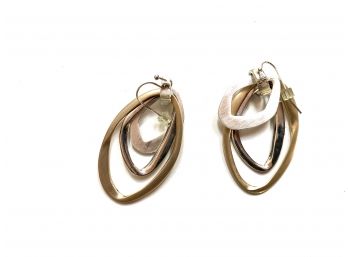 Pair Of Brushed Silver And Brass Earrings