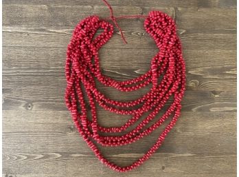 Knock Out Gorgeous Oaxacan Red Beaded Multi Strand Necklace