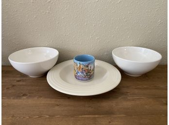 Collection Of Dishes Including White Fiesta Shallow Bowl