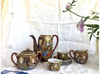 Beautiful Hand Painted In Japan Antique Tea Set For 2 With Extras