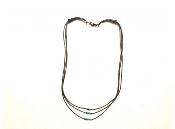 Liquid Silver And Petit Turquoise Stone Necklace