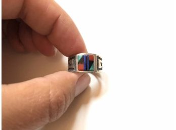 Sterling Silver Ring With Inlay