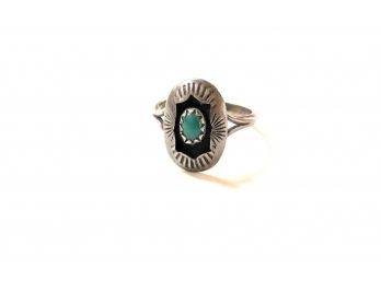 Beautiful Vintage Stamped Sterling And Turquoise Tiny Ring
