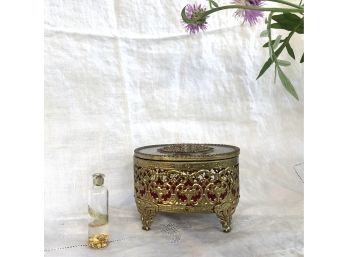 Cute Vintage Trinket Box And Vial Of 24k Gold Flake