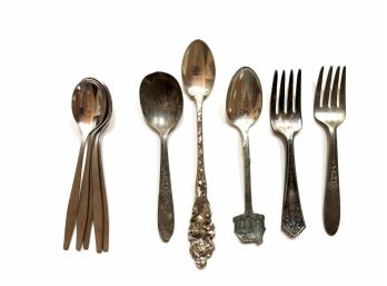 Sterling Silver And Silver Plated Vintage Flatware Including KLM Demi Spoons