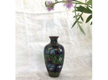 Meiji Cloisonne Bud Vase With Marking On Bottom