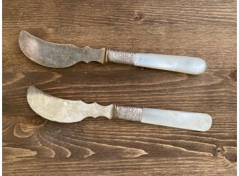 Gorgeous Antique Butter Knives With Mother Of Pearl Handles