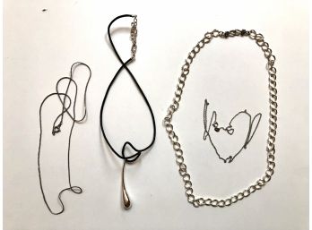 Miscellaneous Lot Of Silver Necklaces And Chains
