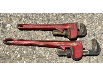 Two Red Pipe Wrenches