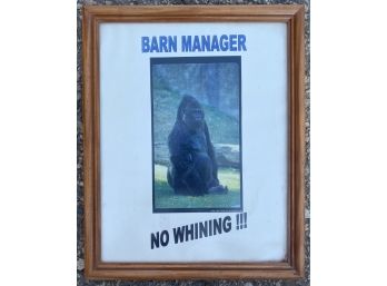 'Barn Manager, No Whining' Framed Wall Sign