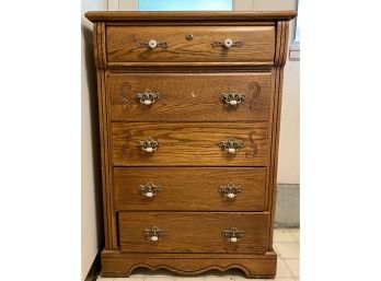 Wooden Chest Of Drawers With Pretty Brass Hardware