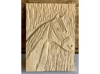 Wood Carved Horse On Plank