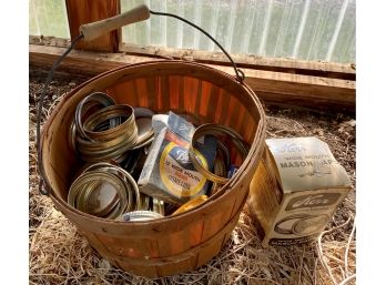 Basket Filled With Various Mason Jar Caps