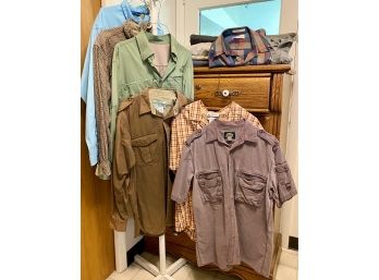 Collection Of Men's Size Large Shirts And Pants (Size 36) From Orvi's, Cabella's , And Columbia,
