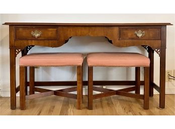Wonderful Heckman Furniture Console Table With Two Benches