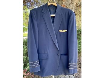 United Airlines Thorngate Uniforms, Inc. Navy Blue Suit With Pin And Pants