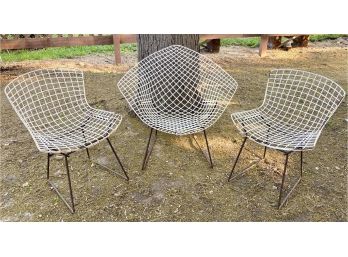 White Metal Vintage Mesh Chairs
