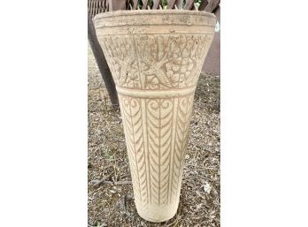 Engraved Clay Vase With Bird And Flower Designs