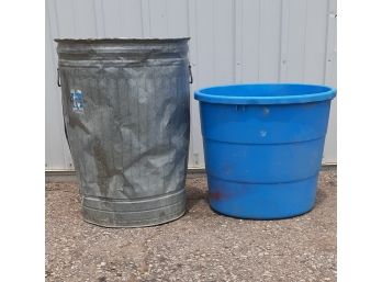 Lot Of 2 Bins One Metal And One Plastic