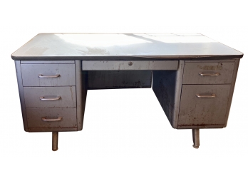 Vintage All-Steel Equipment Inc. 'Aurora' Series Double-Pedestal Industrial Desk With Drawers
