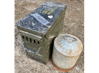 Vintage Ammo Box And Vintage 4-H Canister