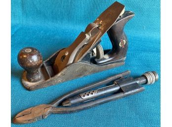 Vintage Fulton Wood Working Plane And US Industrial TP68 Safety Wire Twisters