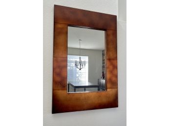 Large Rust Tone Mirror In Wood Frame