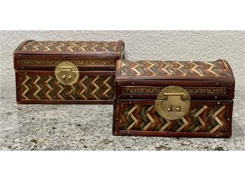 3 Small Woven & Bamboo Trinket Chests