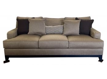 Beautiful Ethan Allen Sofa In Tan- Herringbone Fabric