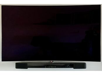 LG 55 Inch Curved Flat Screen TV With Wall Mount Yamaha Surround Subwoofer And Sound Bar
