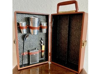 Vintage Leather Look Traveling Bar With Accessories By Ever Wear