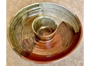 Stoneware Chips & Dip Signed Dish