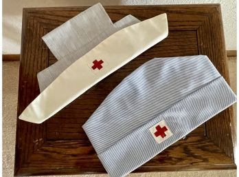 Vintage American Red Cross Volunteer Headwear With Pins