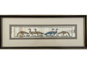 Matted & Framed Egyptian Subject Painted On Papyrus
