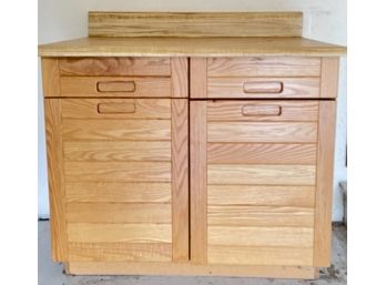 Cabinet With Slatted Wood Doors & Formica Top