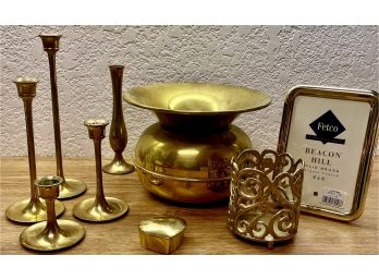 10 Piece Collection Of Brass Decorative Spittoon