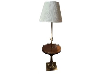 Brass Floor Lamp With Cherry Wood Table