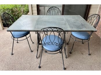 Wrought Iron Patio Dining Set With Glass Table