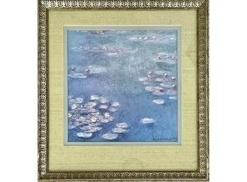 Framed Monet Print Of Water Lilies With Silk Matting