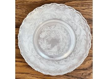 8 Pc. Fostoria Snack Plates With Etched Design