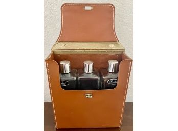 VintageTravel Bar Set In Leather Case