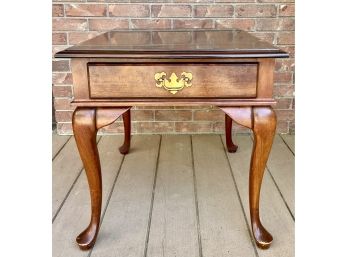 Cherry Wood End Table With Queen Ann Legs